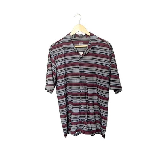 Tiger Woods Other - Tiger Woods Nike Dri-Fit Golf Striped‎ Button Up Short Sleeve Shirt Medium